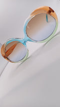 ✨ Lunettes Oversize Rondes Rétro « 5686 » – Dégradé Sorbet Pêche & Menthe Givrée ✨