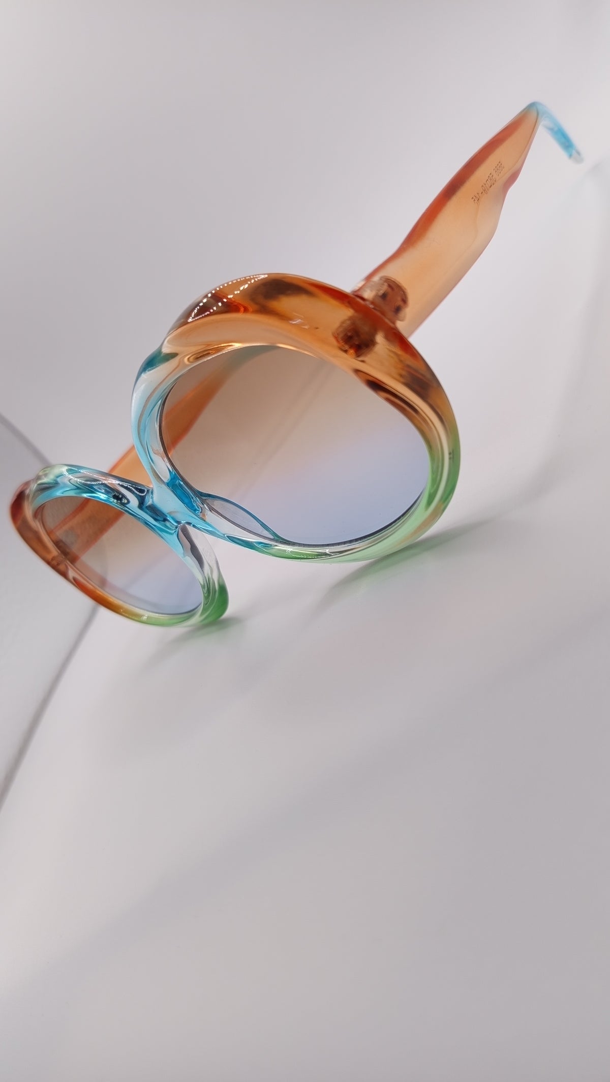✨ Lunettes Oversize Rondes Rétro « 5686 » – Dégradé Sorbet Pêche & Menthe Givrée ✨