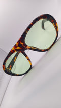 ✨ Lunettes Pilote Rétro « ZN5005 » – Havana Écaille & Verres Vert Vintage ✨
