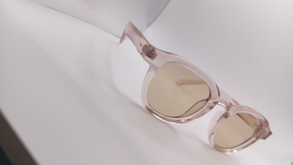 ✨ Lunettes Rétro « 9021 » – Édition Rose Cristal & Ambre ✨