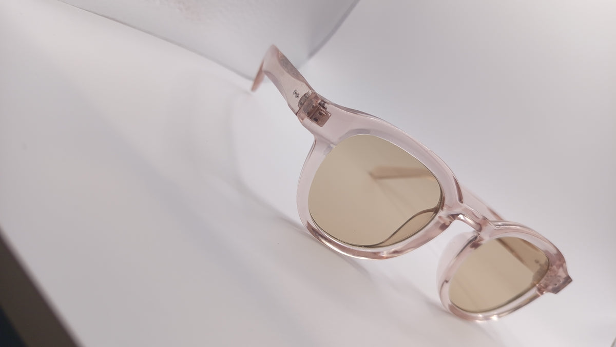 ✨ Lunettes Rétro « 9021 » – Édition Rose Cristal & Ambre ✨