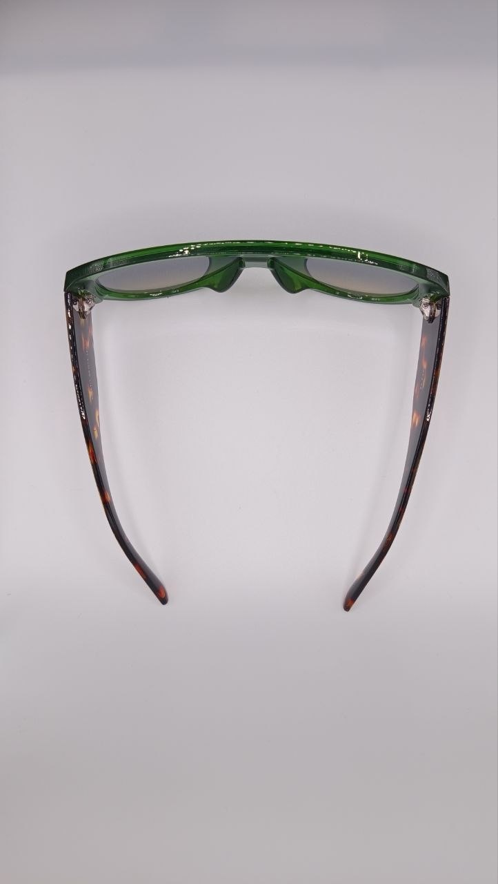 ✨ Lunettes Masque Oversize « 89181-1 » – Vert Émeraude Translucide & Branches Écaille ✨