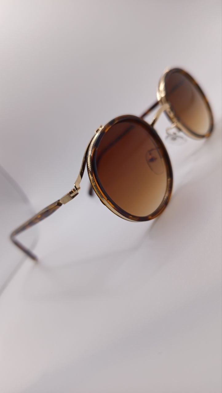 ✨ Lunettes Rondes Rétro « CV3021 » – Cerclage Écaille Havana & Métal Doré ✨