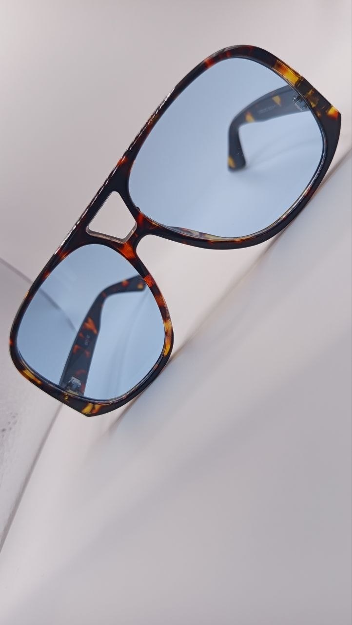 ✨ Lunettes Pilote Rétro Double Pont « ZN3933 » – Havana Écaille & Verres Bleu Ciel ✨