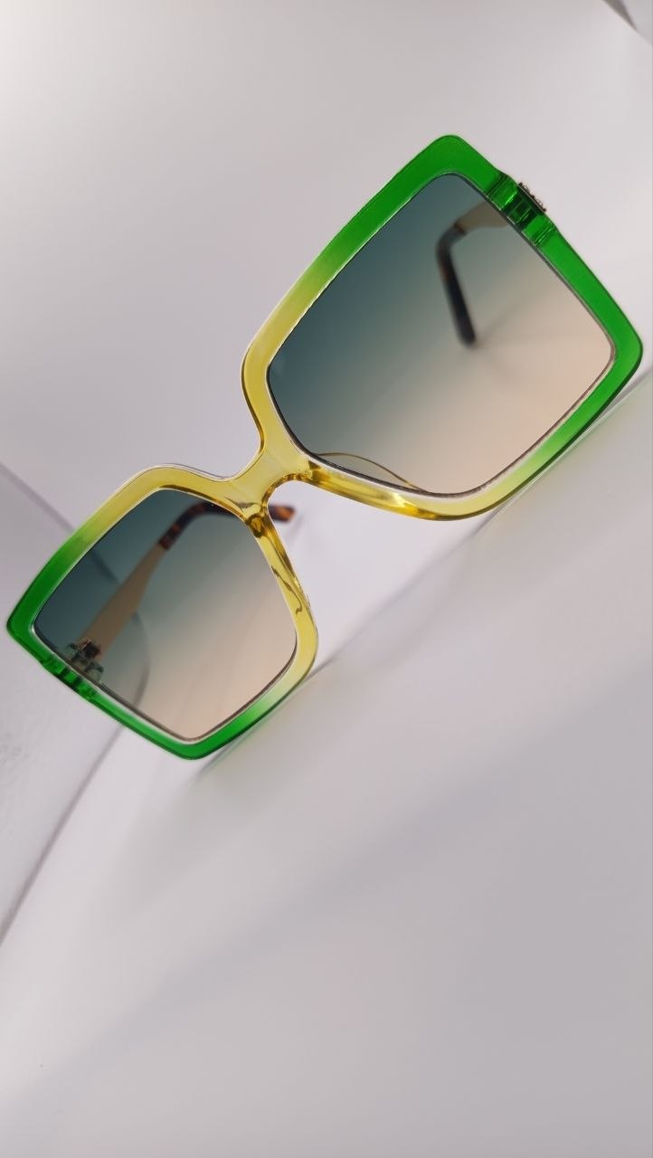 ✨ Lunettes Carrées Oversize « M409 » – Cocktail Vert Lime, Jaune Solaire & Écaille ✨