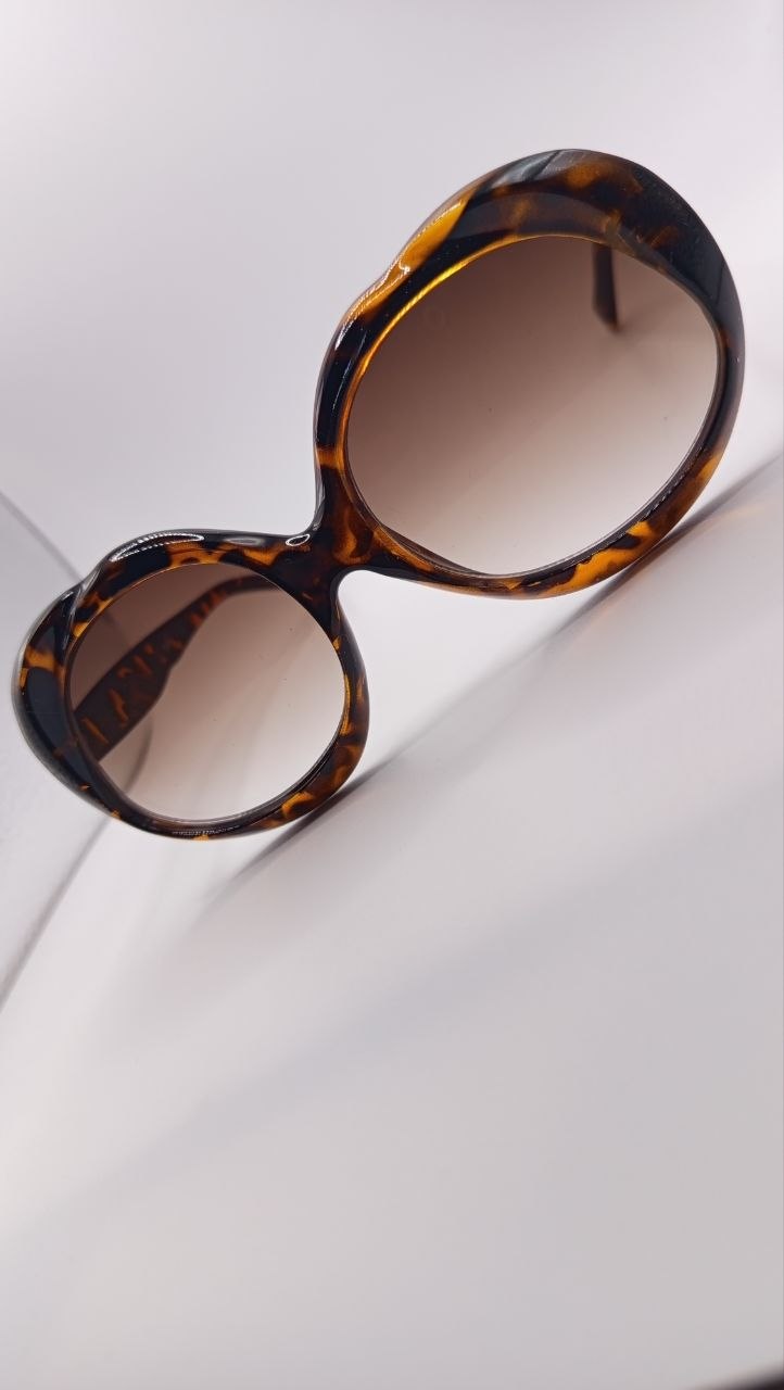 ✨ Lunettes Oversize Rondes Rétro « 5686 » – Édition Écaille Havana & Verres Dégradés Brun ✨