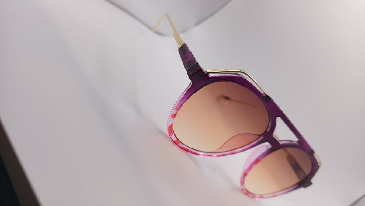 ✨ Lunettes Pilote Rétro Dégradées « 3227 » – Violet Prune, Rose Givré & Métal Doré ✨