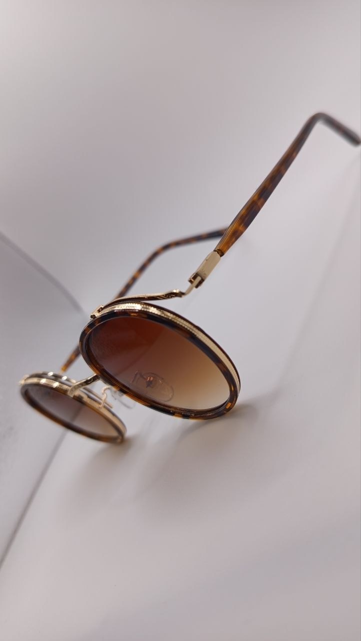 ✨ Lunettes Rondes Rétro « CV3021 » – Cerclage Écaille Havana & Métal Doré ✨