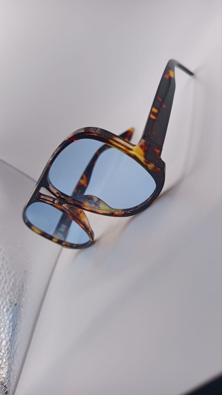 ✨ Lunettes Pilote Rétro Double Pont « ZN3933 » – Havana Écaille & Verres Bleu Ciel ✨