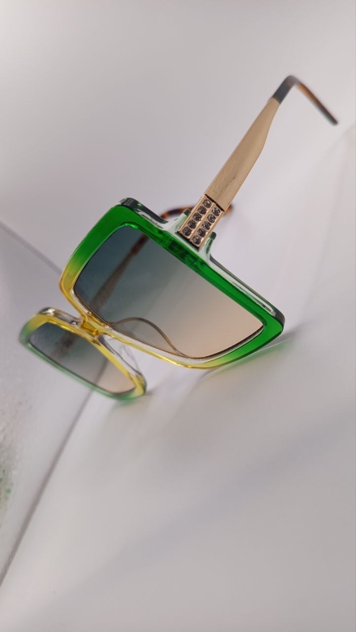 ✨ Lunettes Carrées Oversize « M409 » – Cocktail Vert Lime, Jaune Solaire & Écaille ✨