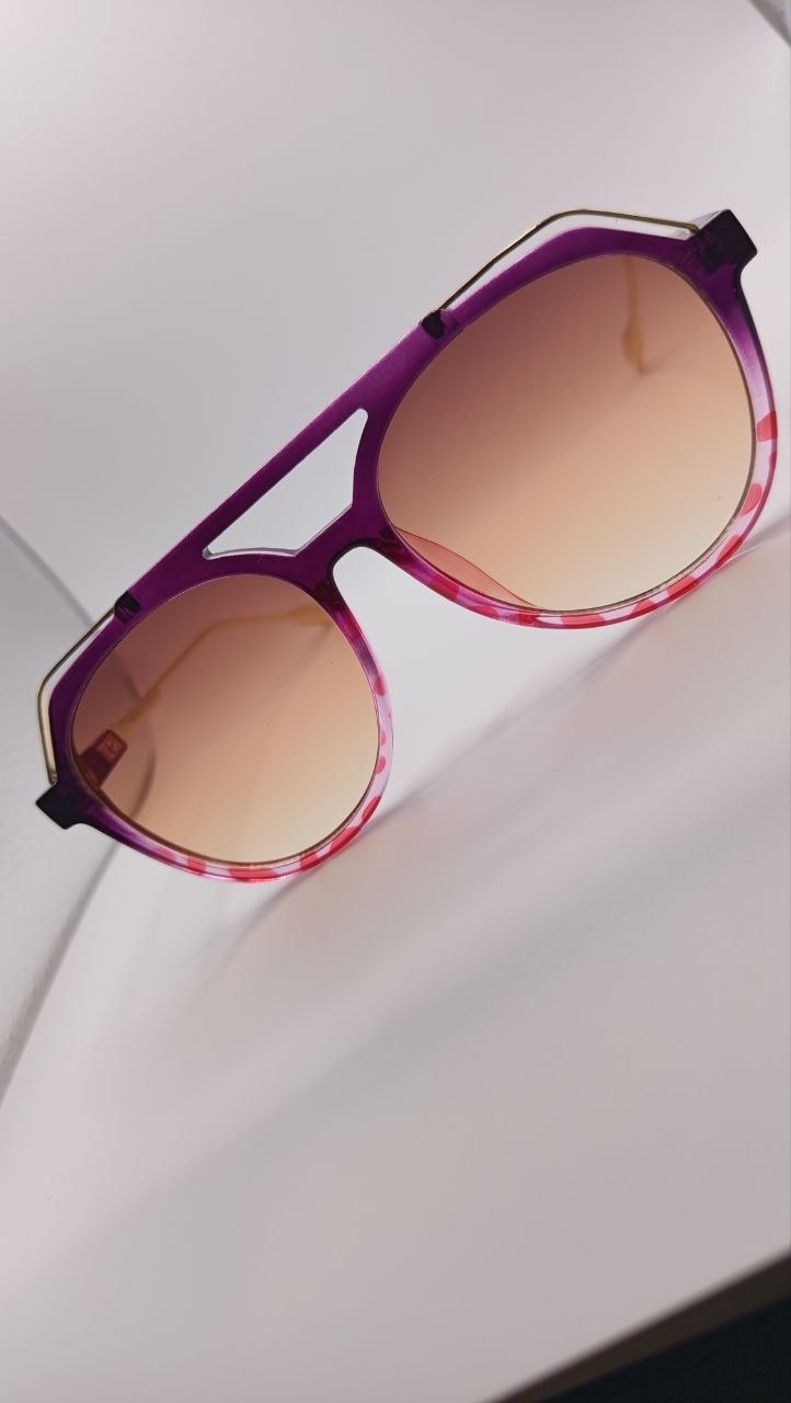 ✨ Lunettes Pilote Rétro Dégradées « 3227 » – Violet Prune, Rose Givré & Métal Doré ✨