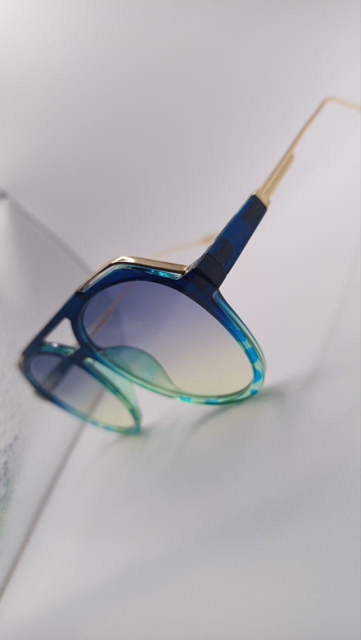✨ Lunettes Pilote Rétro Dégradées « 3227 » – Bleu Océan, Vert Menthe & Branches Dorées ✨