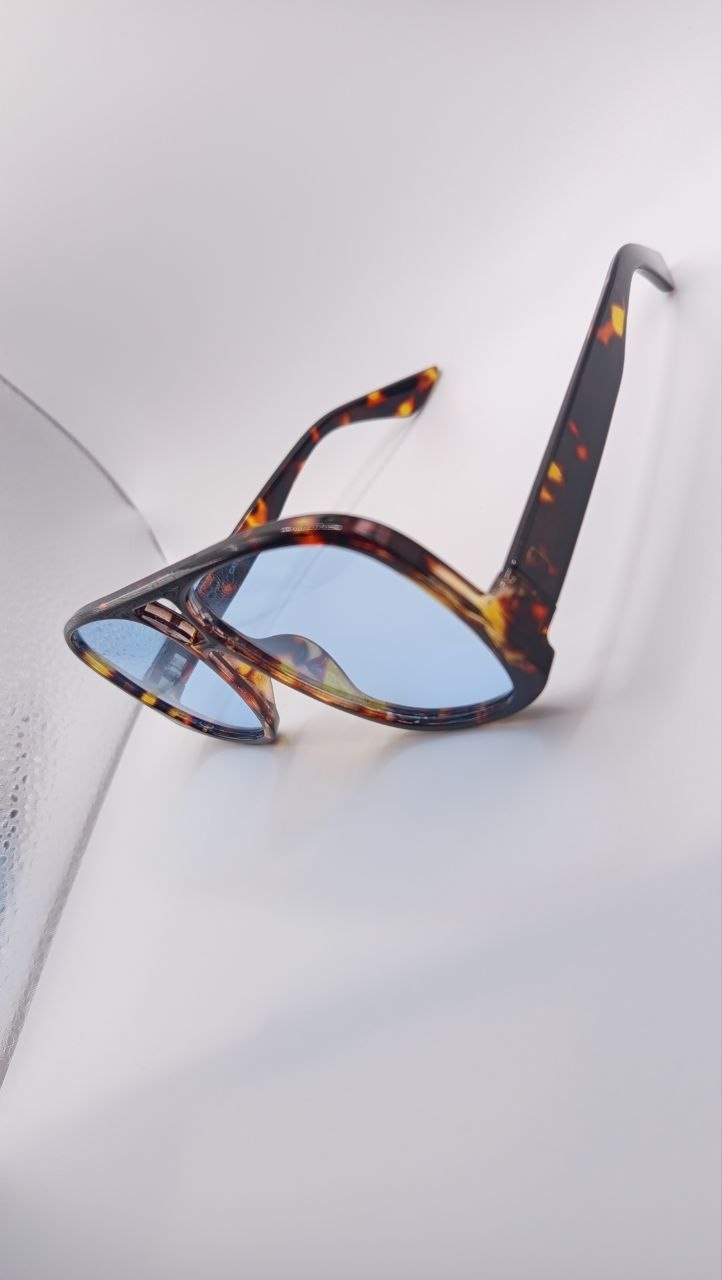 ✨ Lunettes Pilote Rétro Double Pont « ZN3933 » – Havana Écaille & Verres Bleu Ciel ✨