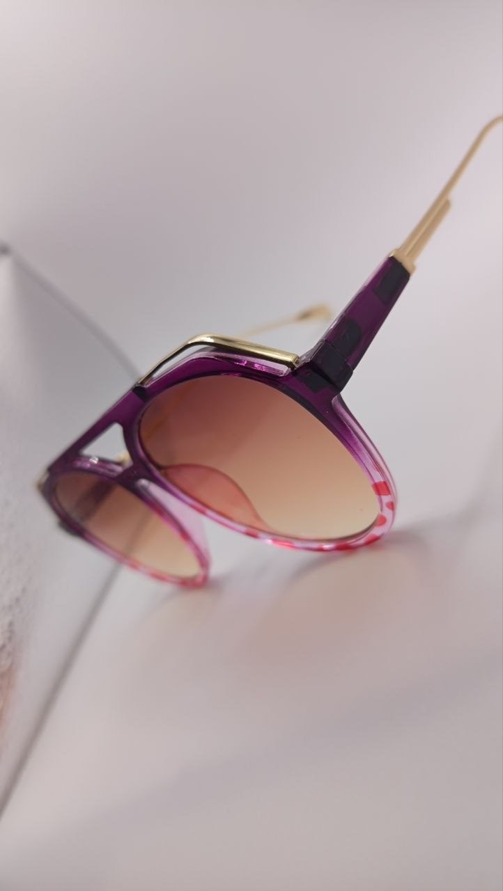 ✨ Lunettes Pilote Rétro Dégradées « 3227 » – Violet Prune, Rose Givré & Métal Doré ✨