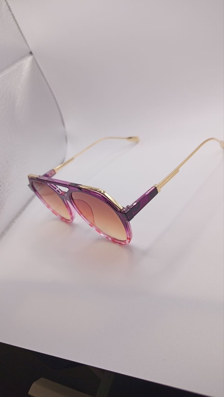✨ Lunettes Pilote Rétro Dégradées « 3227 » – Violet Prune, Rose Givré & Métal Doré ✨