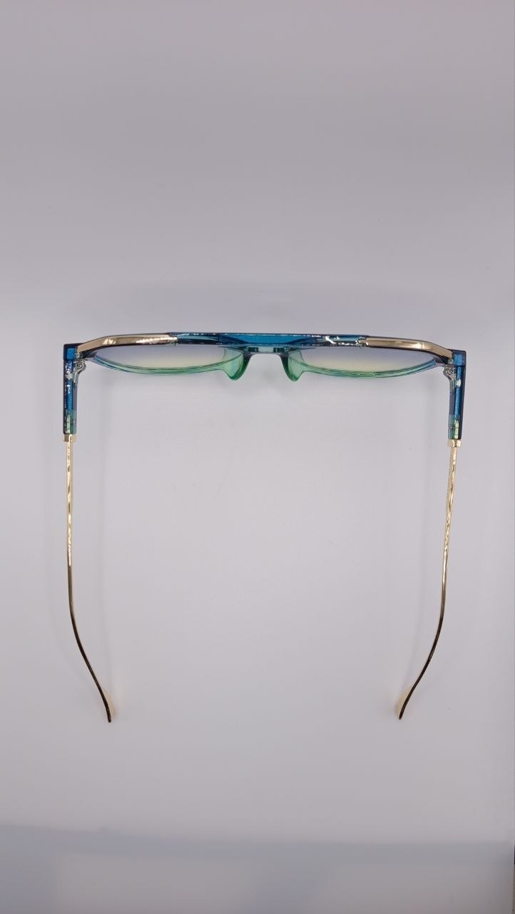 ✨ Lunettes Pilote Rétro Dégradées « 3227 » – Bleu Océan, Vert Menthe & Branches Dorées ✨