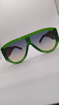 ✨ Lunettes Masque Oversize « 89181-1 » – Vert Émeraude Translucide & Branches Écaille ✨